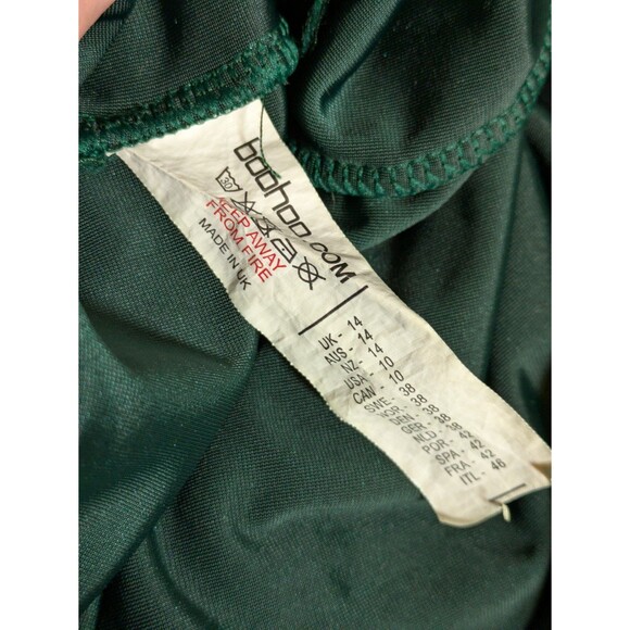 Green velvet dress Size 10 bardot sweetheart off shoulder dark romance pinup - Picture 12 of 12